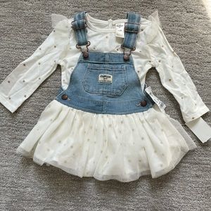 OshKosh overall+tulle dress + matching onesie NWT